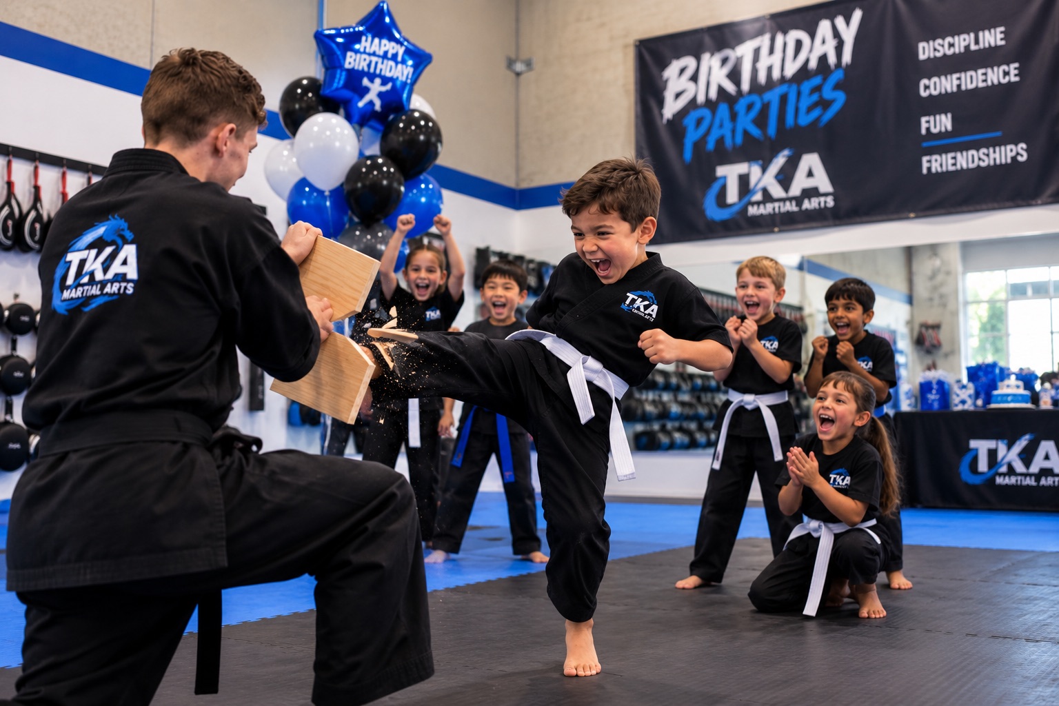 Kids birthday party at TKA Martial Arts